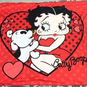 2006 Red Betty Boop Red Heart Throw Fleece Blanket